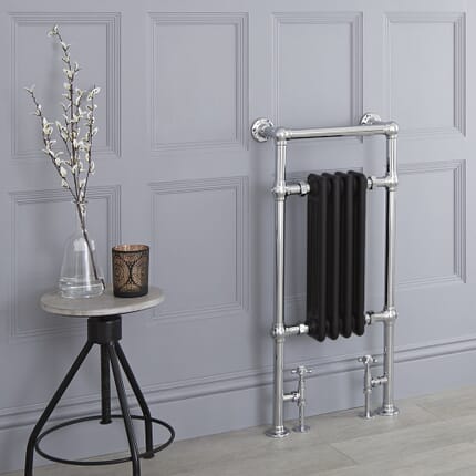 Radiatore Scaldasalviette Tradizionale Nero - 930mm x 452mm (Barra Porta Salviette Superiore) - Elizabeth
