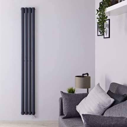Radiatore Elettrico di Design Verticale - Antracite - 1780mm x 236mm - (Pannello Singolo) - con Termostato Wi-Fi - Revive Slim - ECOSO by Hudson Reed