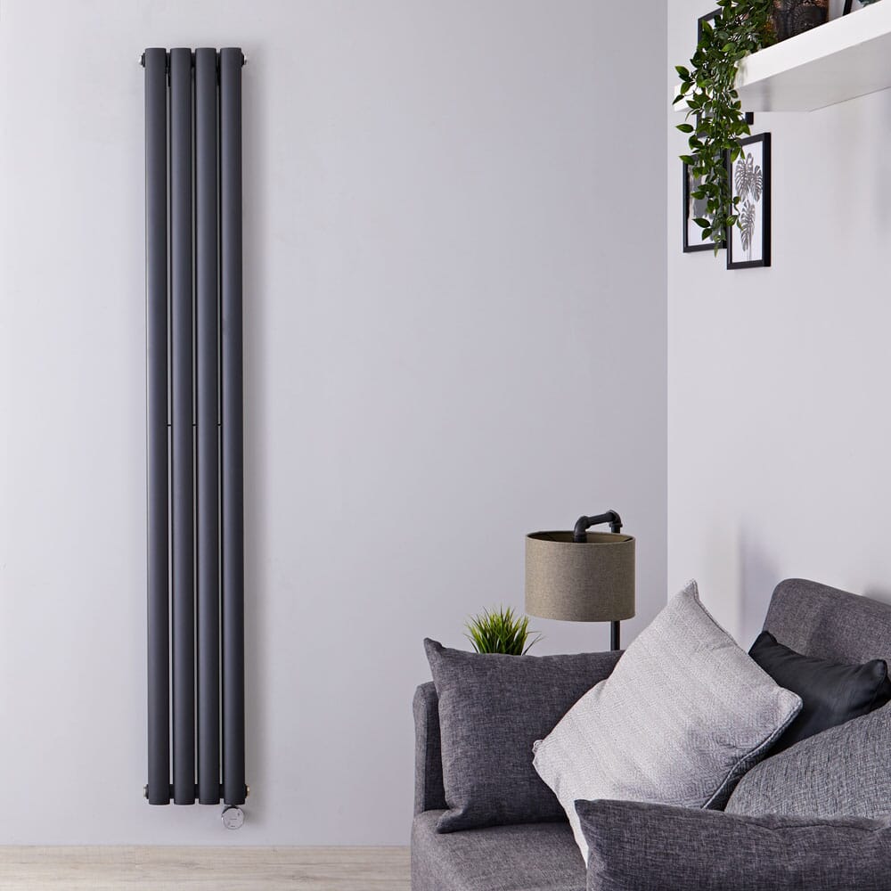 Radiatore Elettrico di Design Verticale - Antracite - 1780mm x 236mm (Doppio Pannello) - con Termostato Wi-Fi - Revive Slim - ECOSO by Hudson Reed