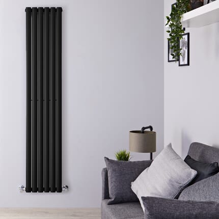 Radiatore di Design Verticale Moderno - Pannello Singolo - Nero - 1780mm x 354mm - Revive