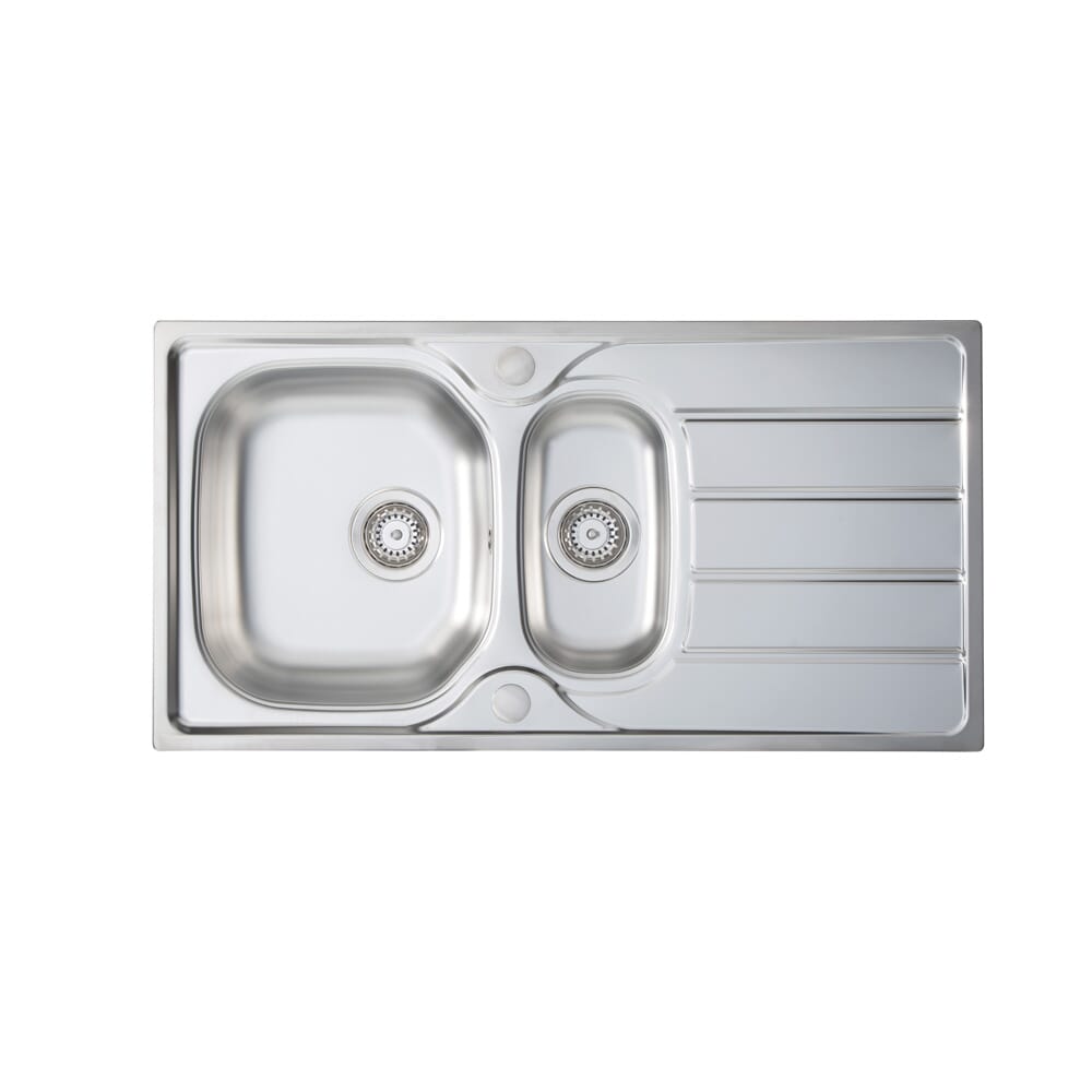 Harlyn Towan - Lavello da Cucina in Acciaio Inossidabile a 1,5 Vasche con Gocciolatoio Reversibile
