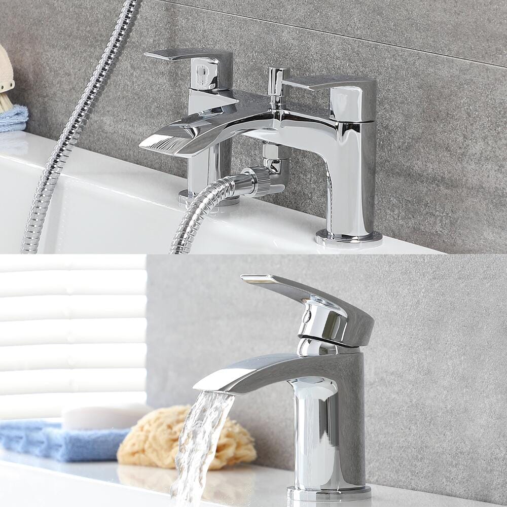 Set di Rubinetti in Stile Moderno per Lavabo e Vasca Completo di Kit Doccia - Razor