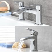 Set di Rubinetti Cromato in Stile Moderno per Lavabo e Vasca - Razor