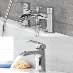 Set di Rubinetti con Miscelatore Lavabo a Cascata e Rubinetto Miscelatore Vasca con Kit Doccia - Razor