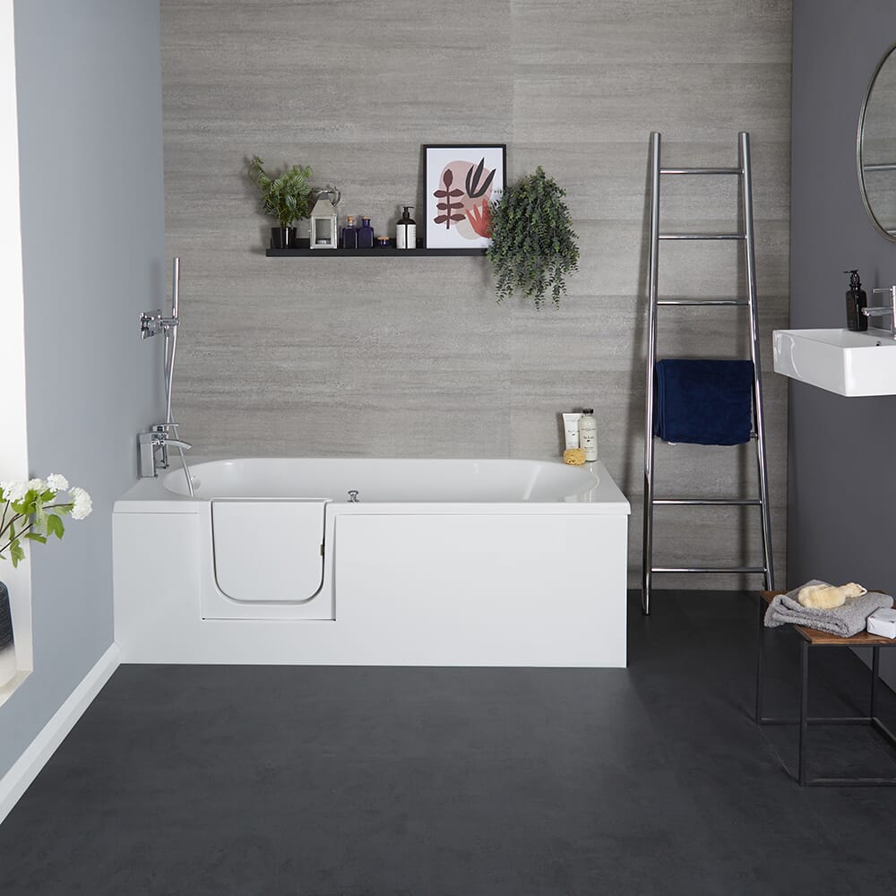 Vasca da Bagno con Accesso Walk-In e Pannelli - 1700 x 700mm - Entrata da Destra o Sinistra - Merso