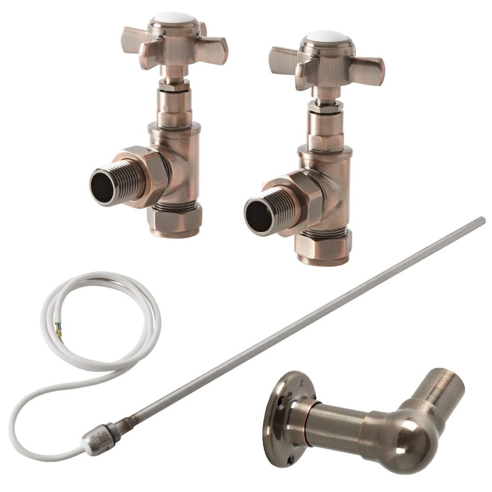 Scaldasalviette Tradizionale Misto in Bronzo Spazzolato – 930mm x 620mm – Scelta di Termostati Wi-Fi e Copri Cavo