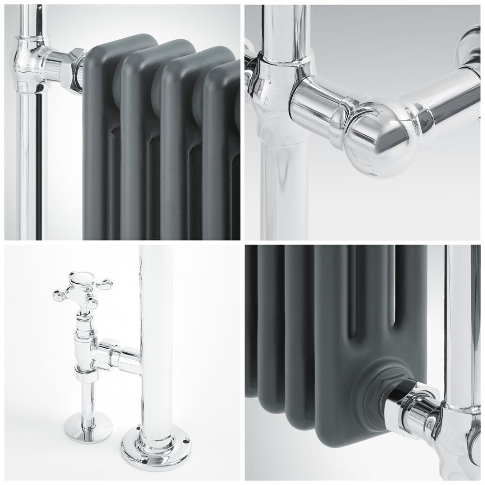 Scaldalviette Misto Tradizionale Antracite – 930mm x 790mm - (Barra Porta Salviette Sporgente) - Scelta di Termostati & Copri Cavo