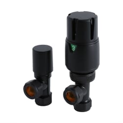 Paio di Valvole Termostatiche Moderne per Radiatore a Squadra con Finitura Nera