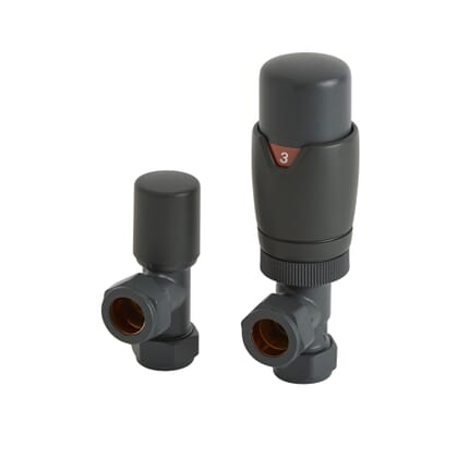 Valvole Termostatiche a Squadra Moderne Grigie con Detentore - Hudson Reed