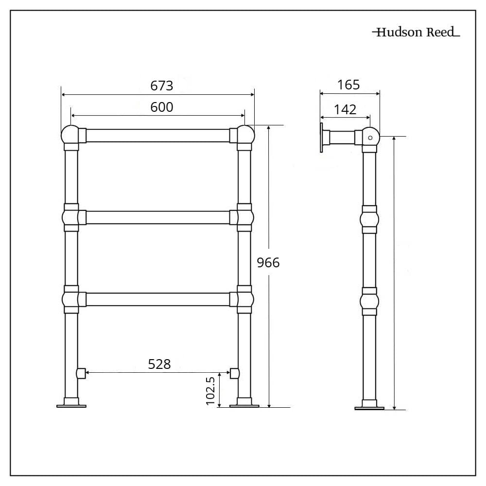 Scaldasalviette Elettrico Tradizionale Minimalista in Bronzo Spazzolato - 966 mm x 673 mm - Condesa