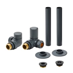 Set Moderno di Valvole Angolari e Copri Tubi per Radiatore - Scelta di Finiture