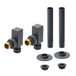 Set Moderno di Valvole Quadrate a Squadra e Copri Tubi per Radiatore - Scelta di Finiture