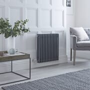 Radiatore di Design Elettrico - Orizzontale a 3 Colonne Tradizionale - Antracite - 600mm x 605mm Disponibile con Diversi Termostati WiFi - Regent