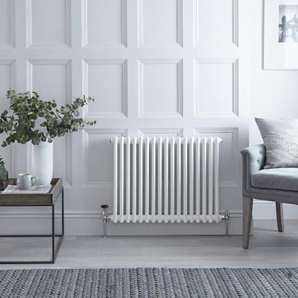 Radiatore a Colonna Orizzontale Tradizionale - Pannello Doppio - Bianco - 600mm x 785mm - Regent