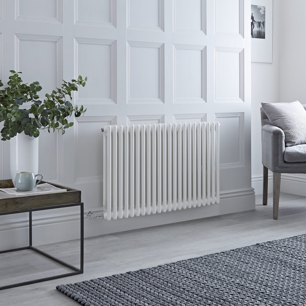 Radiatore di Design Elettrico - Orizzontale a 2 Colonne Tradizionale - Bianco - 600mm x 1010mm - Disponibile con Diversi Termostati WiFi - Regent