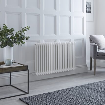 Radiatore di Design Elettrico - Orizzontale a 2 Colonne Tradizionale - Bianco - 600mm x 1010mm - Disponibile con Diversi Termostati WiFi - Regent
