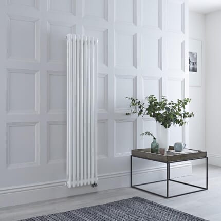 Radiatore di Design Elettrico - Verticale Doppio Tradizionale - Bianco - 1500mm x 380mm - Elemento Elettrico 1000W - Regent