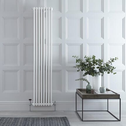 Radiatore a Colonna Verticale Tradizionale - Pannello Doppio - Bianco - 1800mm x 380mm - Regent