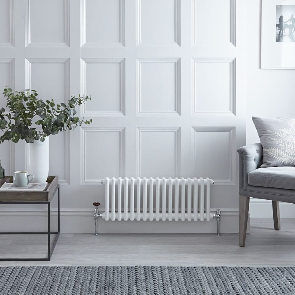 Radiatore a Colonna Orizzontale Tradizionale - Pannello Doppio - Bianco - 300mm x 785mm - Regent