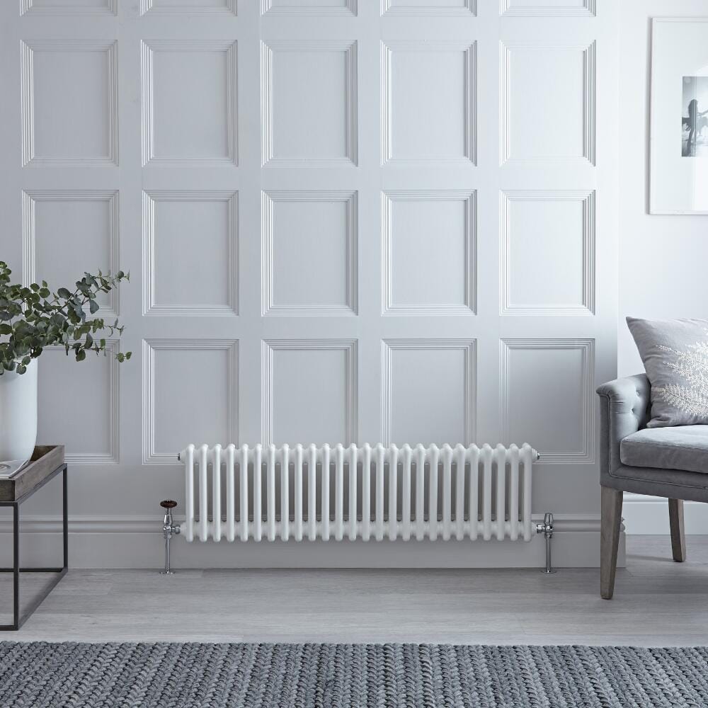Radiatore a Colonna Orizzontale Tradizionale - Pannello Doppio - Bianco - 300mm x 1190mm - Regent