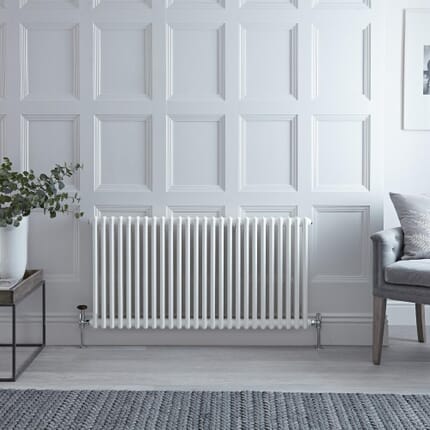 Radiatore a Colonna Orizzontale Tradizionale - Pannello Doppio - Bianco - 600mm x 1190mm - Regent