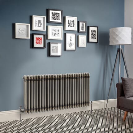 Radiatore a Colonna Tradizionale Orizzontale in Metallo Grezzo Laccato - 600mm x 1190mm (Tripla Colonna) - Regent
