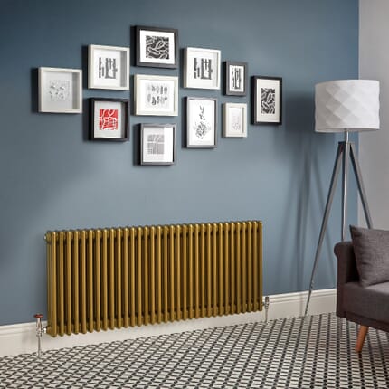 Radiatore di Design Orizzontale Tradizionale Triplo - Oro Metallico - Regent