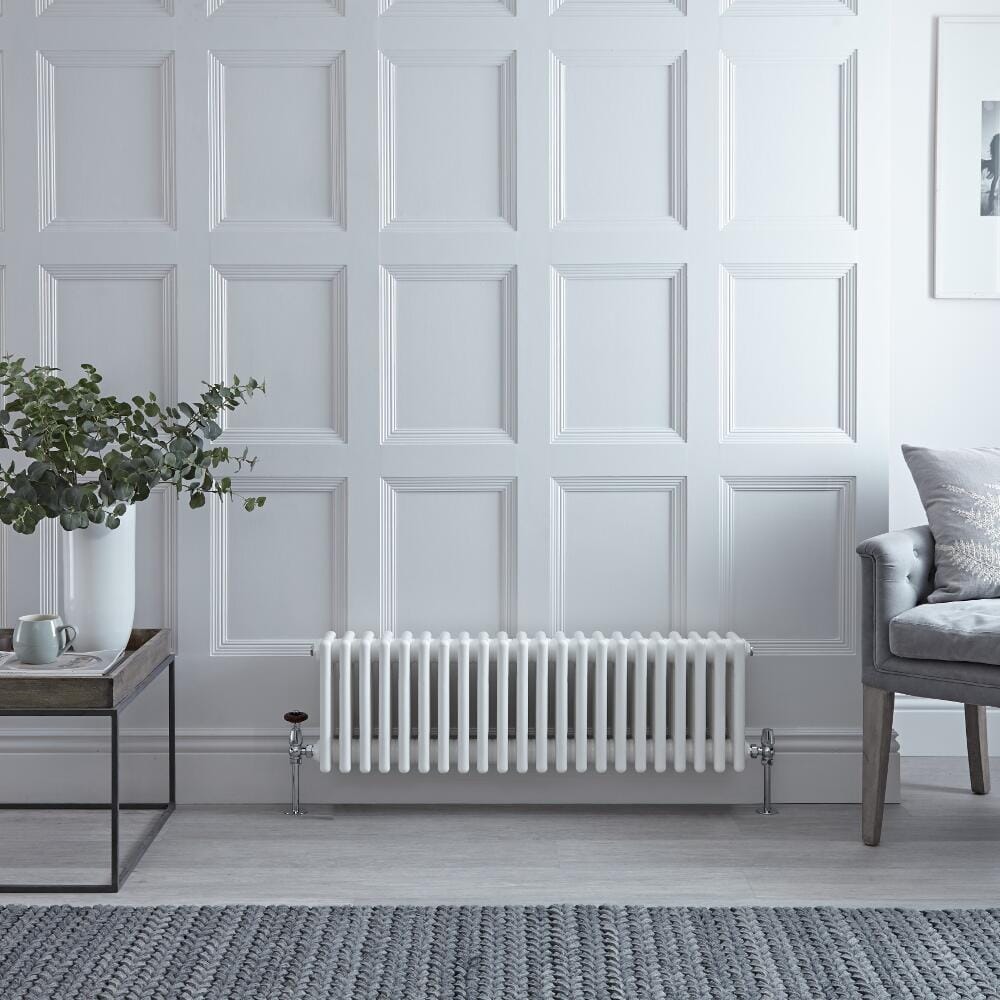 Radiatore Bianco Orizzontale Tradizionale A Quattro Colonne - 300mm x 1010mm - Regent