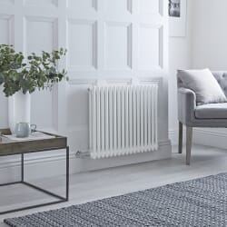 Radiatore Elettrico Orizzontale Tradizionale a Doppia Colonna - Bianco - Scelta di Dimensioni e Termostato Wi-Fi - Regent
