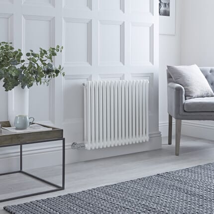 Radiatore Elettrico Orizzontale Tradizionale a Doppia Colonna - Bianco - Scelta di Dimensioni e Termostato Wi-Fi - Regent