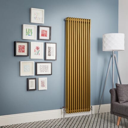 Radiatore di Design Verticale Tradizionale Triplo - Oro Metallico - Regent