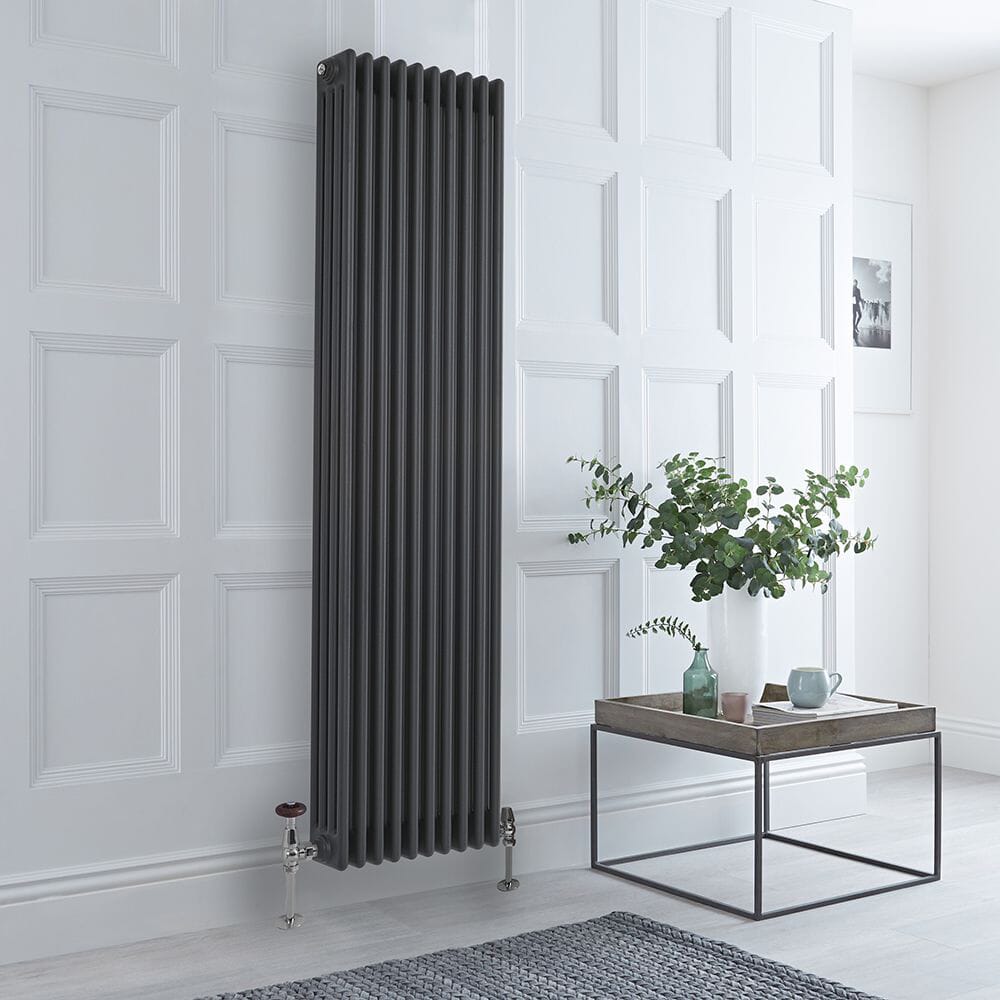 Hudson Reed Regent - Radiatore Verticale Tradizionale a Quattro Colonne Antracite 1800mm - Varie Misure