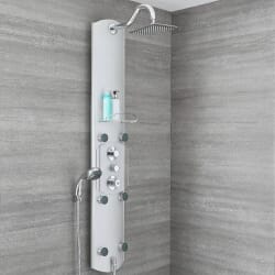 Pannello Doccia Termostatico in Alluminio con Soffione, Doccetta e Idrogetti - Cromato - Arcan