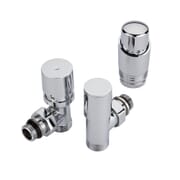 Coppia di Valvole a Squadra Termostatiche Cromate per Radiatori e Scaldasalviette con Selezione di Adattatori Pex e Multistrato 12mm