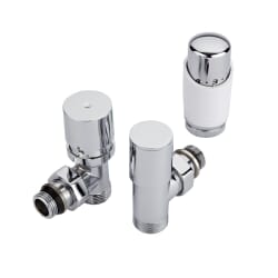 Coppia di Valvole a Squadra per Radiatori e Scaldasalviette con Testa Termostatica Bianca e Selezione di Adattatori - Pex e Multistrato 12mm