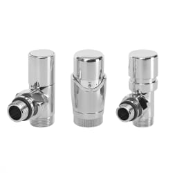 Coppia di Valvole per Radiatori e Scaldasalviette con Testa Termostatica Cromata e Adattatori per Raccordi da 12mm - Rame 12mm