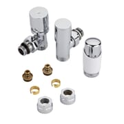 Coppia di Valvole per Radiatori e Scaldasalviette con Testa Termostatica e Adattatori Raccordi Pex o Multistrato 16mm