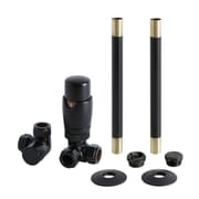 Set di Tubi e Valvole Angolari per Radiatore - Stile Moderno - Nero