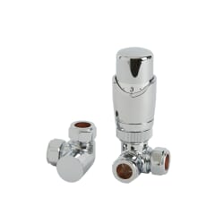 Valvola Termostatica Angolare con Detentore per Radiatori - Cromata