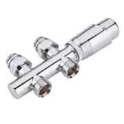 Valvole Diritte per Radiatori e Scaldasalviette per Attacco Centrale con Testa Termostatica Cromata e Selezione di Adattatori – Multiblock H