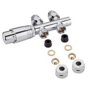 Valvole Diritte per Radiatori e Scaldasalviette 3/4” con Testa Termostatica Cromata e Adattatori per Raccordi 12mm per Tubi in Rame - Multiblock H