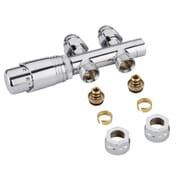 Valvole Diritte per Radiatori e Scaldasalviette Per Attacco Centrale con Testa Termostatica Bianca con Adattatore Multiplo per Raccordi Multistrato e Pex 16mm - Multiblock H