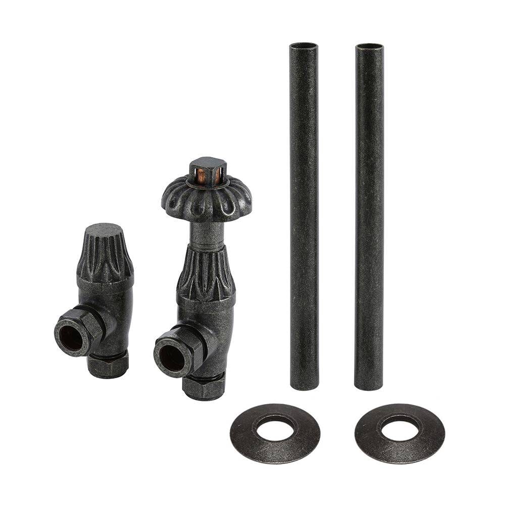 Set di Tubi e Valvole Termostatiche Angolari in Stile Antico - Peltro - Regent