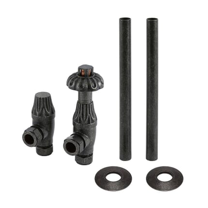 Set di Tubi e Valvole Termostatiche Angolari in Stile Antico - Peltro - Regent