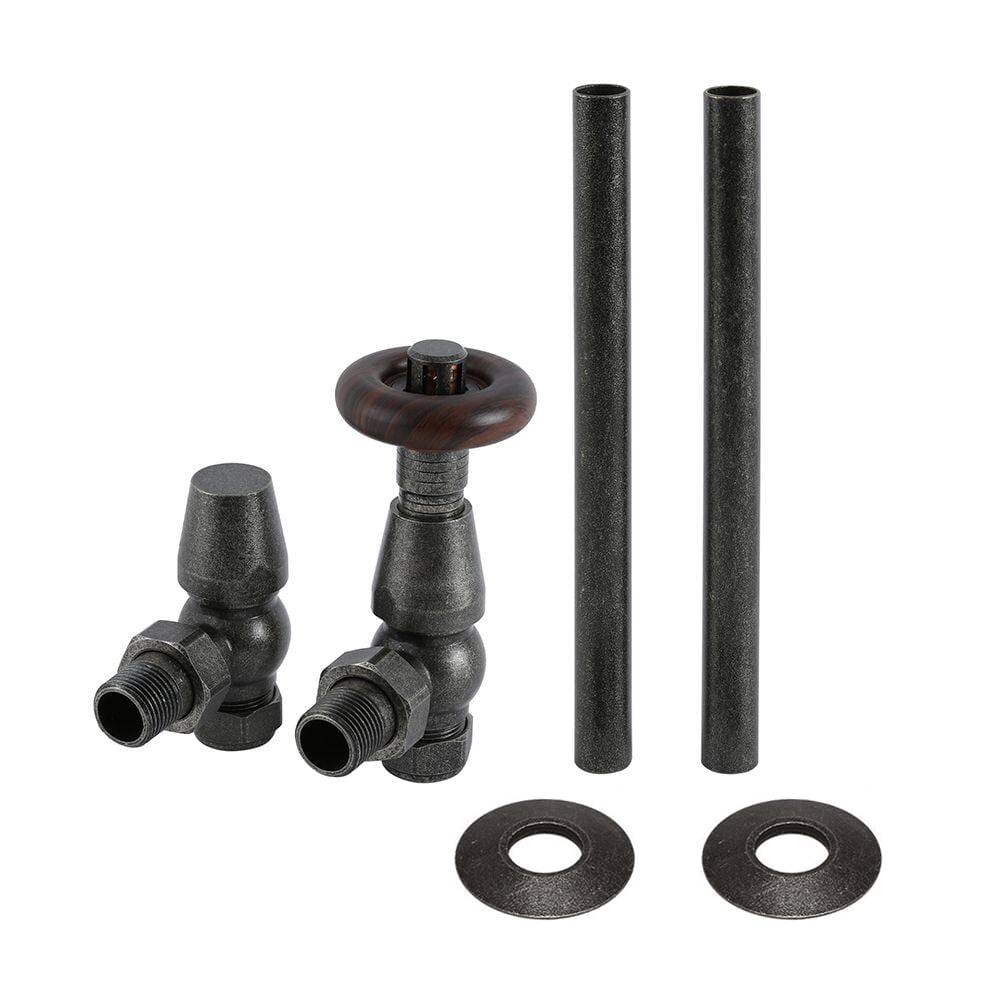 Set di Tubi e Valvole Termostatiche Angolari Tradizionali - Peltro - Regent