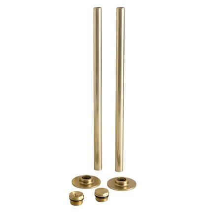 Kit per Radiatore Oro Satinato - Completo di Connettori Copritubo, Flange, Tappi Ciechi e Spurgo
