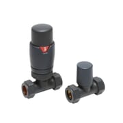 Valvola Termostatica Diritta con Detentore per Radiatori - Antracite