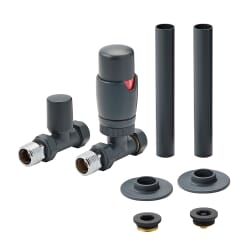 Set di Valvole Termostatiche Diritte e Copri Tubi per Radiatore - Scelta di Finiture