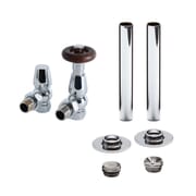 Set Tradizionale di Valvole Termostatiche a Squadra e Copri Tubi per Radiatore - Scelta di Finiture - Regent