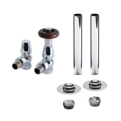 Set Tradizionale di Valvole Termostatiche a Squadra e Copri Tubi per Radiatore - Scelta di Finiture - Regent